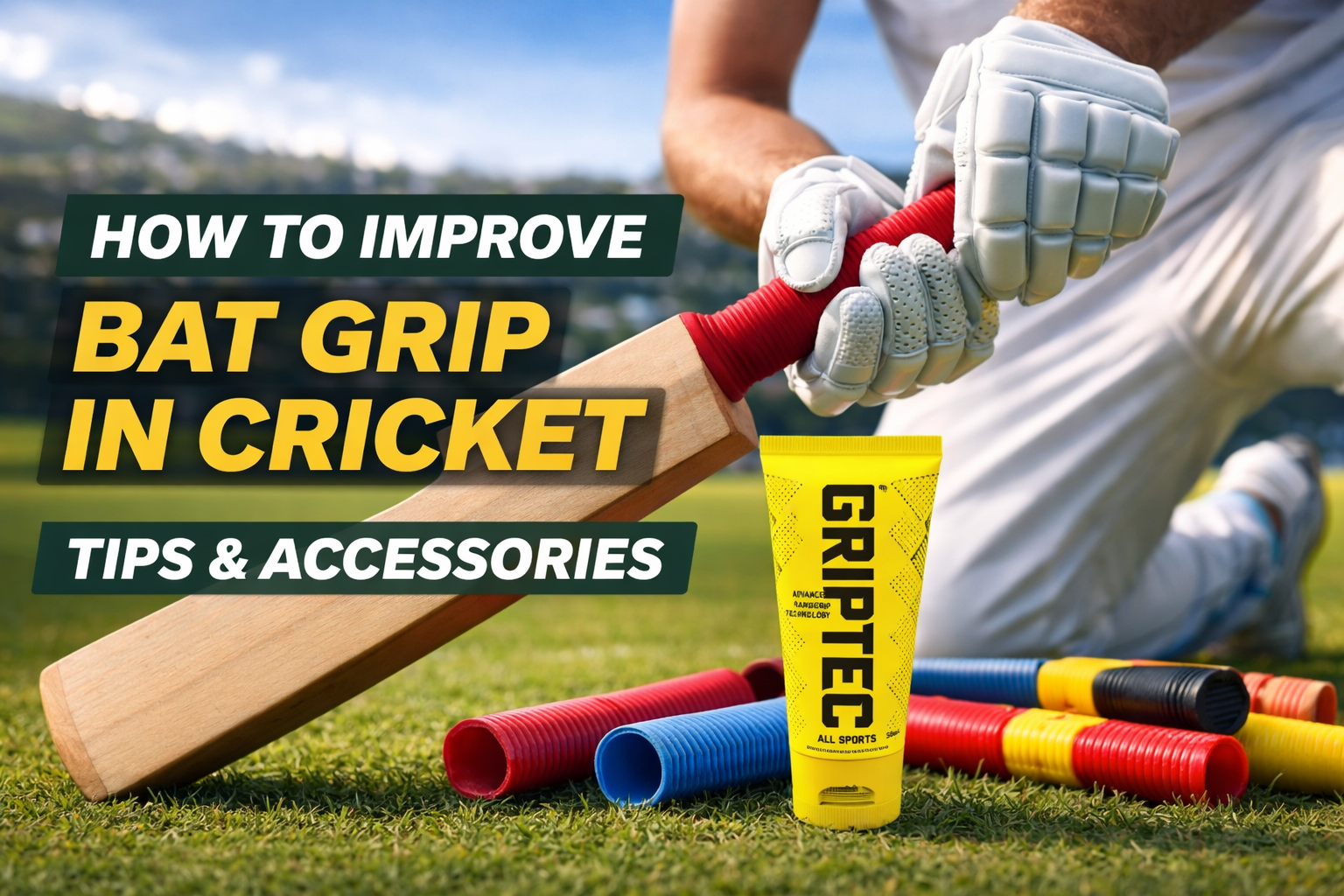 How to improve bat grip in cricket using Griptec Cream and professional bat grips