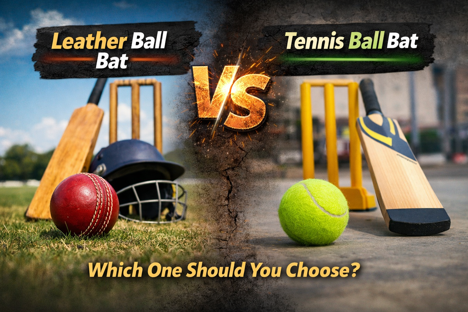 Leather ball bat vs tennis ball bat comparison for Indian cricket players